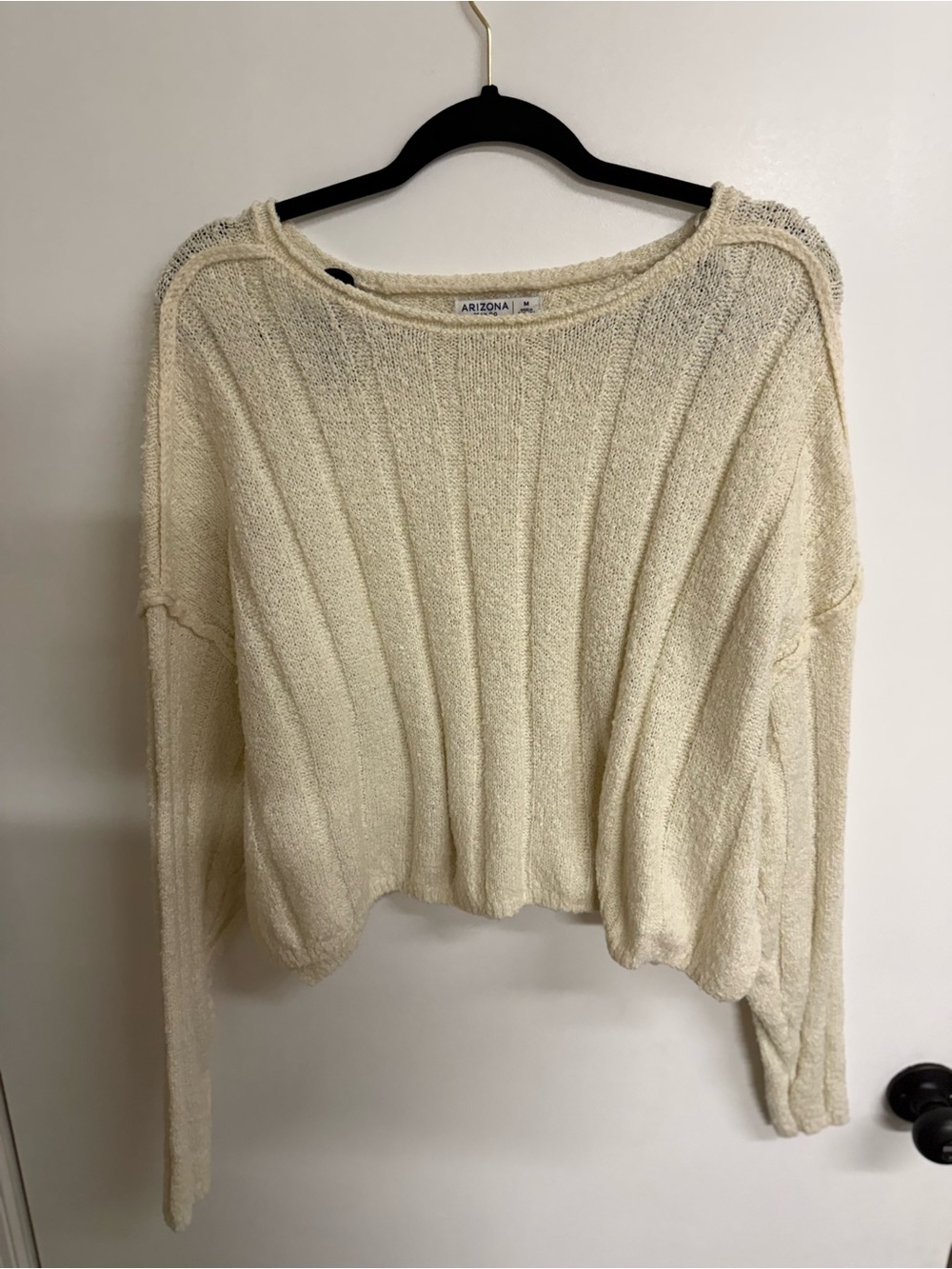 Arizona Jean Company Cream Textured Crewneck Sweater